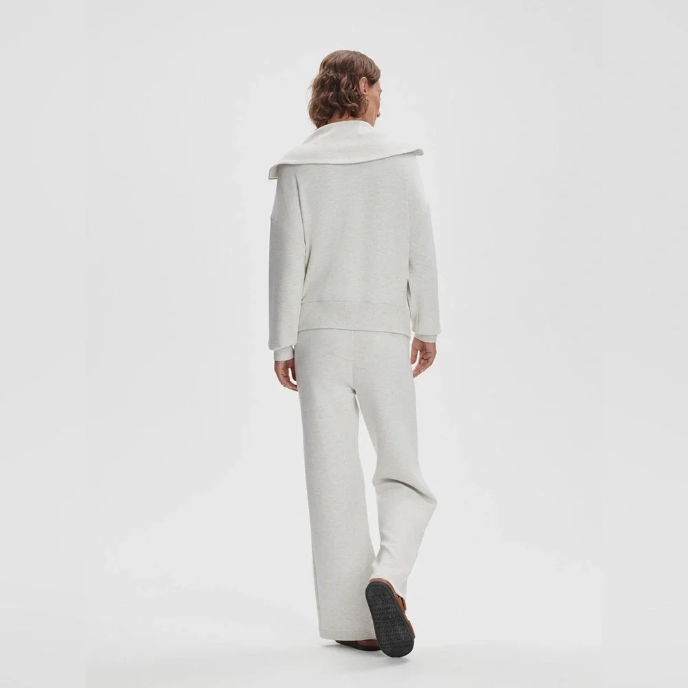 Varley Halley Zip-Through Sweat in Ivory Marl - Picture 4 of 10